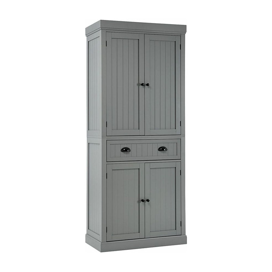 4-Door Tall Kitchen Cupboard in grey with two drawers and four doors