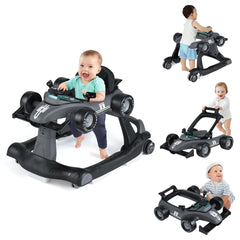 4-in-1 Baby Push Walker with Adjustable Height and Speed-Dark Grey