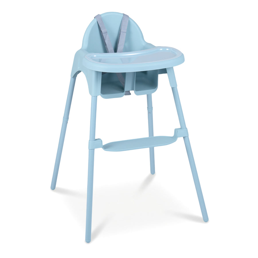 4-in-1 Convertible Baby High Chair with 2 Heights Removable Double Tray-Blue