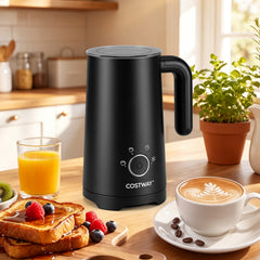 4-in-1 Electric Milk Frother and Steamer with Anti-slip Bottom-Black