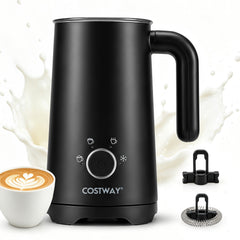4-in-1 Electric Milk Frother and Steamer with Anti-slip Bottom-Black