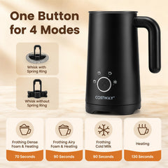 4-in-1 Electric Milk Frother and Steamer with Anti-slip Bottom-Black