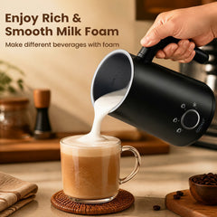 4-in-1 Electric Milk Frother and Steamer with Anti-slip Bottom-Black