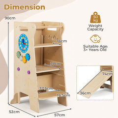 4-in-1 Toddler Tower with Chalkboard Slide and Montessori Games, image 4