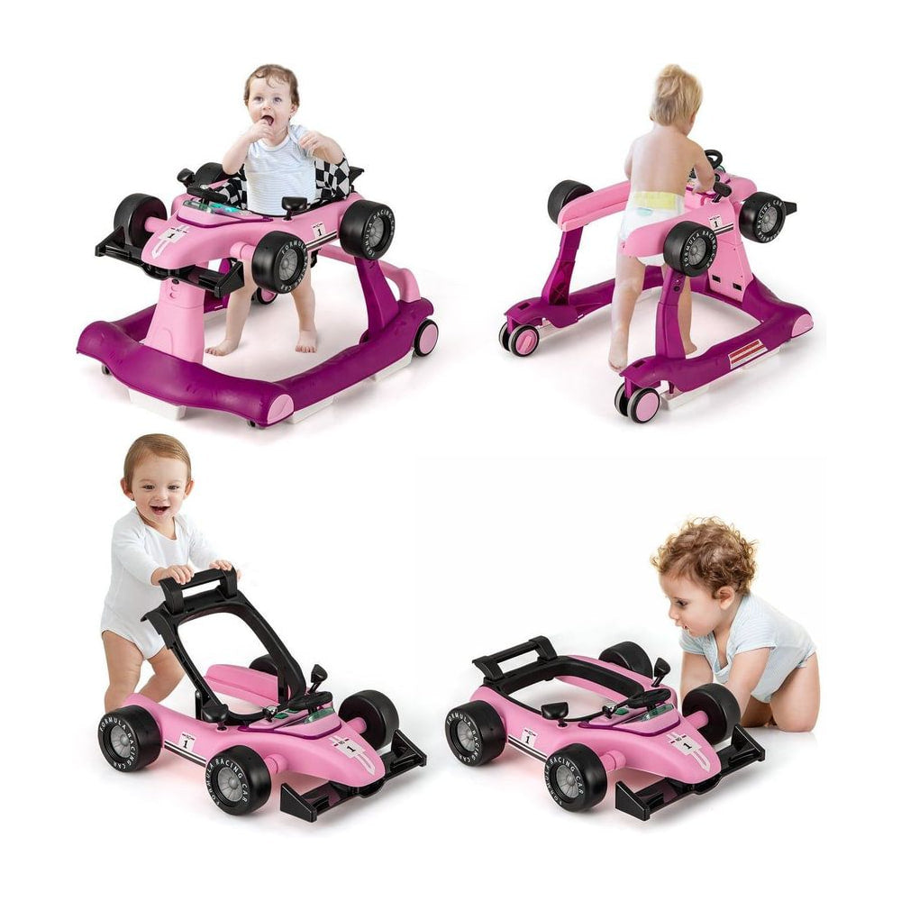 4-in-1 Baby Push Walker with Adjustable Height and Speed in Cream Pink