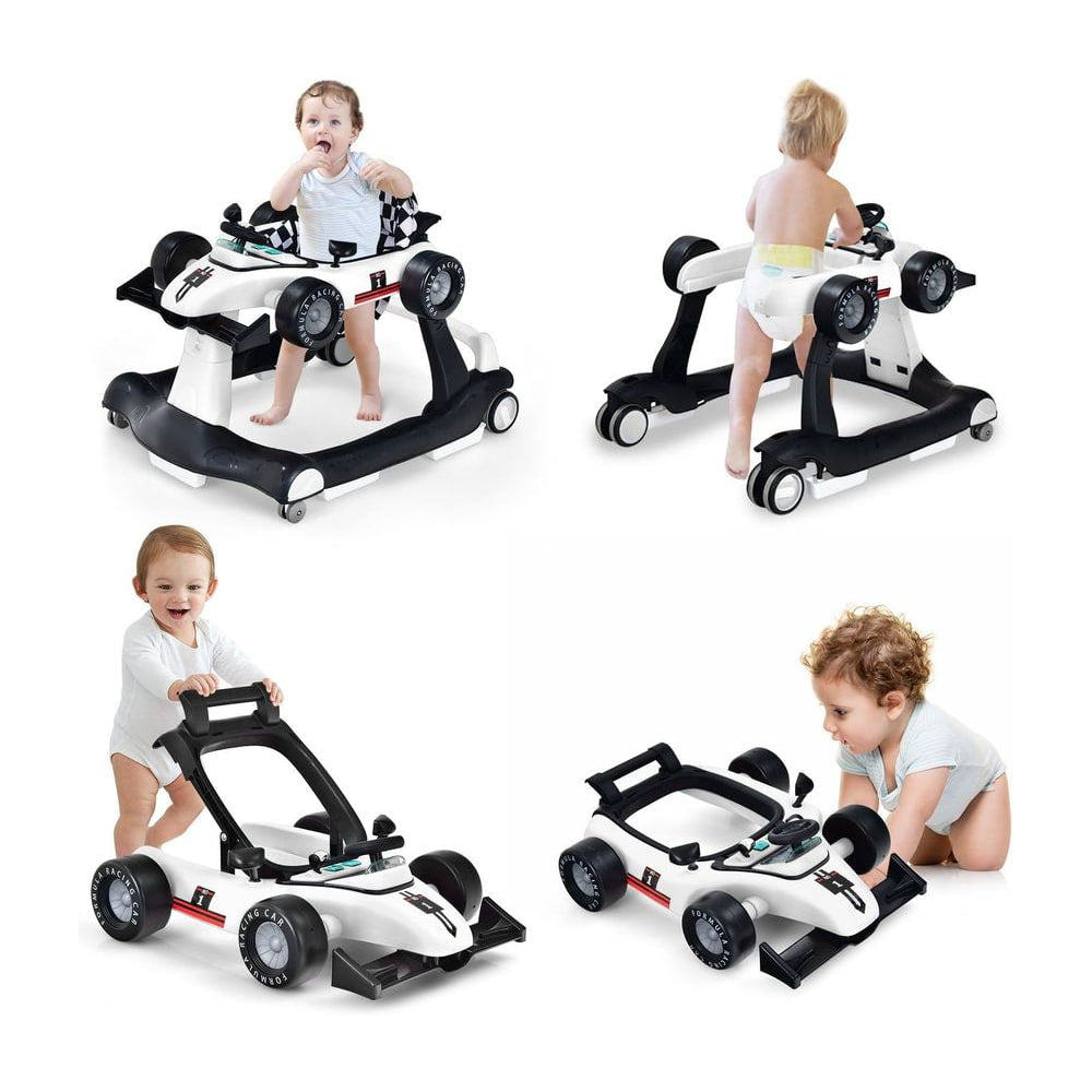 4-in-1 Baby Push Walker with Adjustable Height and Speed in White