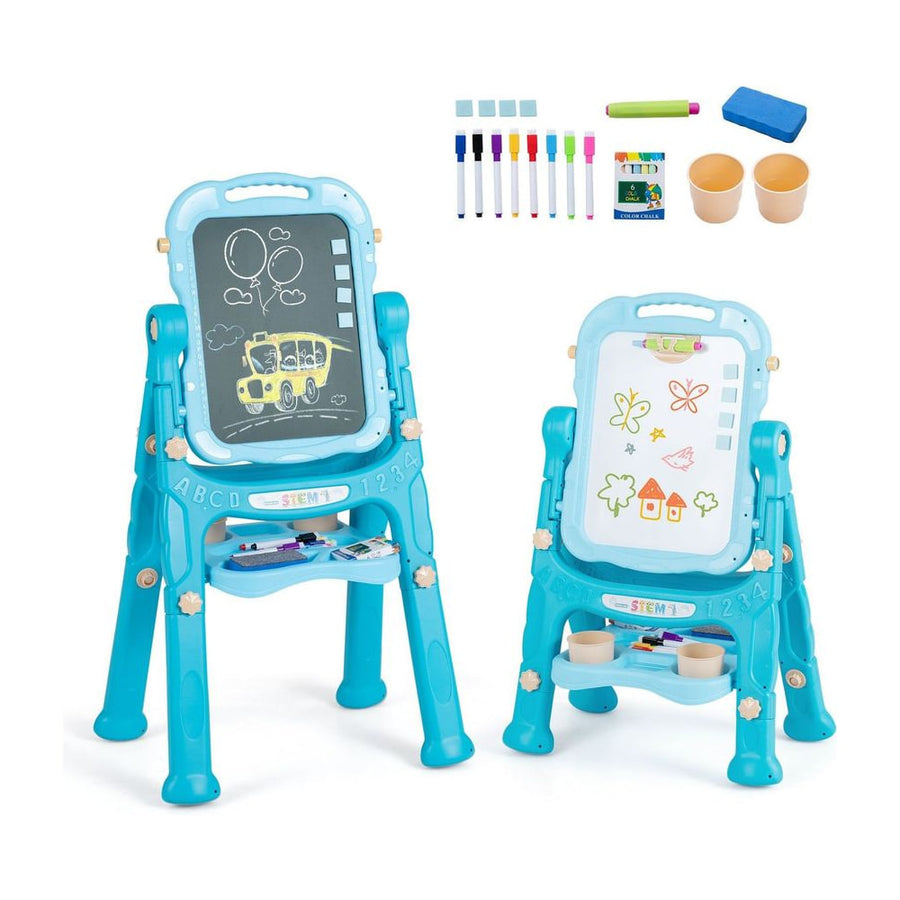 4-In-1 Double Side Easel for Toddler with Magnetic Chalkboard-Green