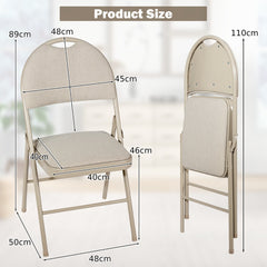 6 Pieces Folding Chairs Set with Handle Hole and Portable Backrest-Beige