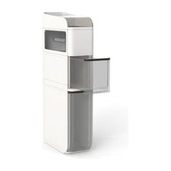 4-Tier Bathroom Storage Cabinet with 2 Drawers and Tissue Box-White, a tall slim white storage unit with clear drawers