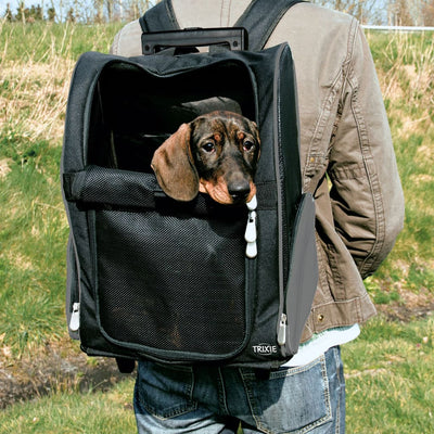 TRIXIE Pet Trolley Backpack Black and Grey