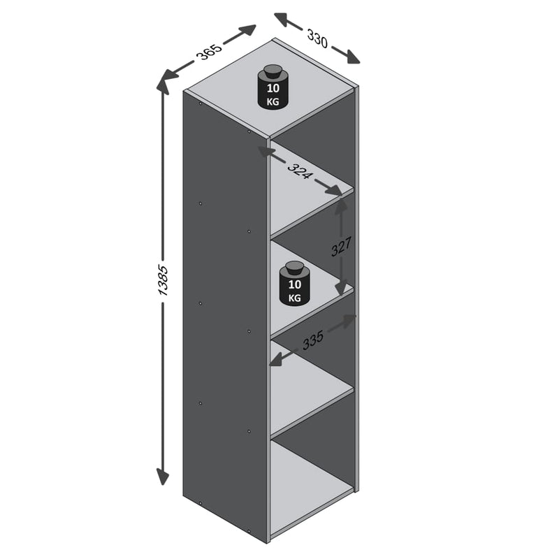 FMD Standing Shelf with 4 Compartments Sand Oak