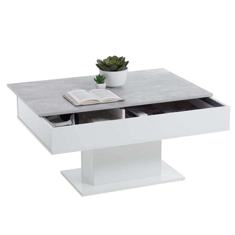 FMD Coffee Table Concrete Grey and White