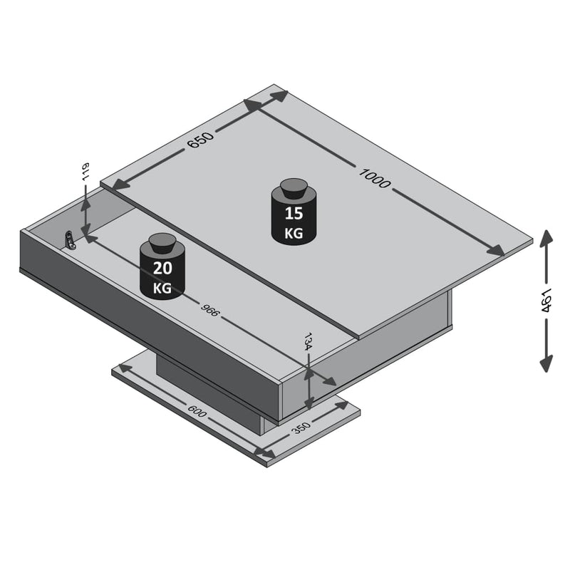 FMD Coffee Table Concrete Grey and White