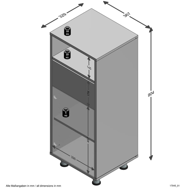 FMD Bathroom Cabinet 36.7x32.9x90.4 cm White