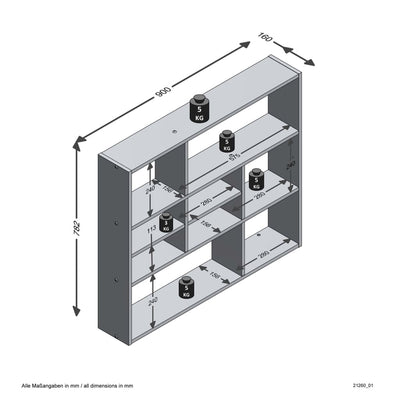 FMD Wall-mounted Shelf with 9 Compartments Old Style Dark Matera