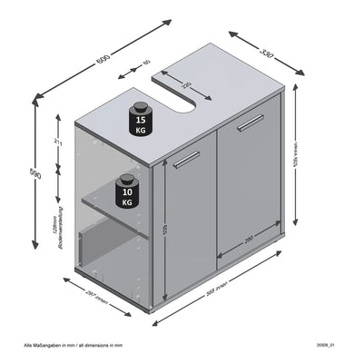 FMD Bathroom Sink Cabinet with 2 Doors Matera Old Style Dark