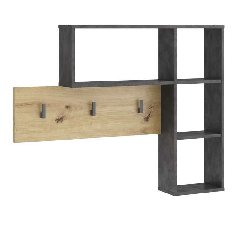 FMD Wall-mounted Coat Rack 4 Open Compartments Anthracite and Oak