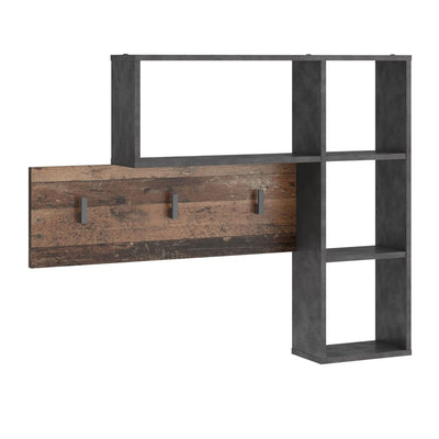 FMD Wall-mounted Coat Rack 4 Open Compartments Anthracite and Dark Brown