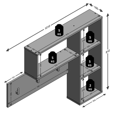 FMD Wall-mounted Coat Rack 4 Open Compartments Anthracite