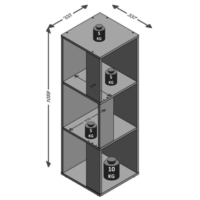 FMD Corner Shelf with 6 Side Compartments White