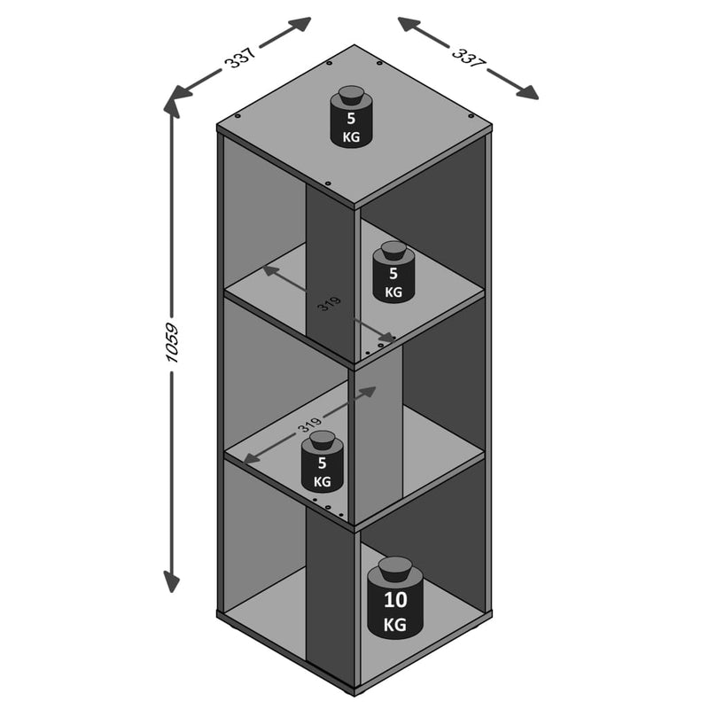 FMD Corner Shelf with 6 Side Compartments White