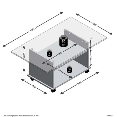 FMD Coffee Table with Castors Old Style and Black