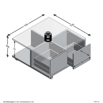 FMD Mobile Coffee Table Old Style