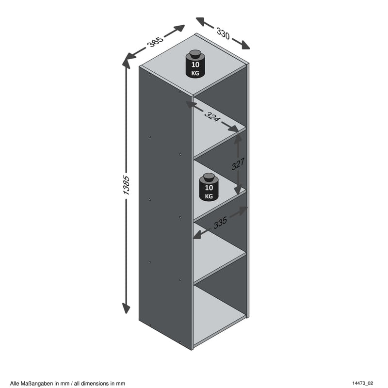 FMD Standing Shelf with 4 Compartments Old Style