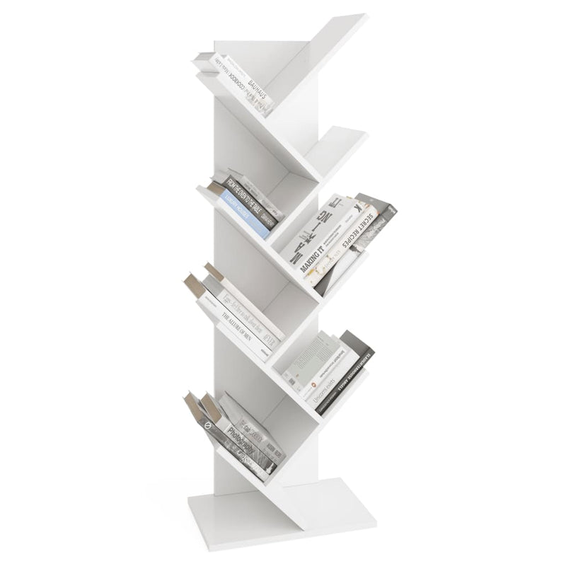 FMD Standing Geometric Bookshelf White