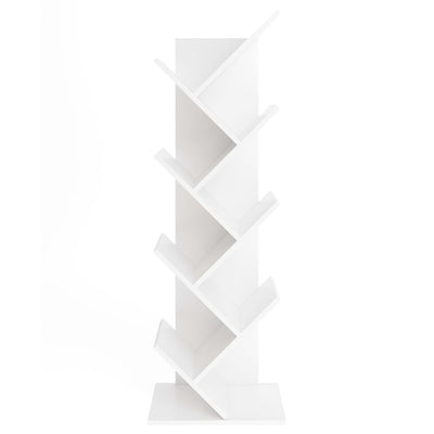 FMD Standing Geometric Bookshelf White