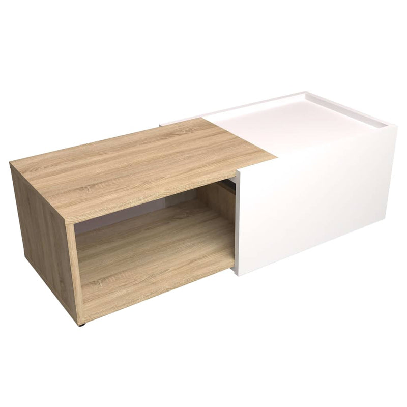 FMD Extendable Coffee Table White and Oak