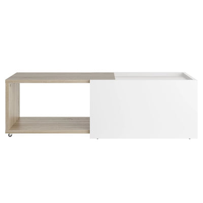 FMD Extendable Coffee Table White and Oak