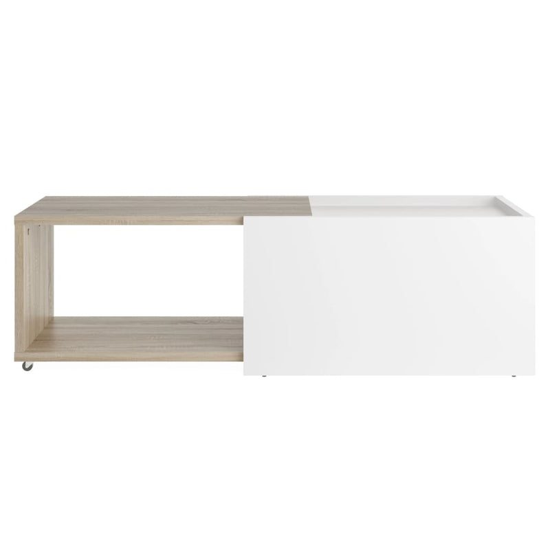 FMD Extendable Coffee Table White and Oak