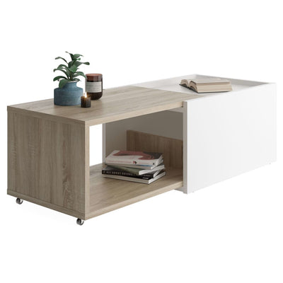 FMD Extendable Coffee Table White and Oak