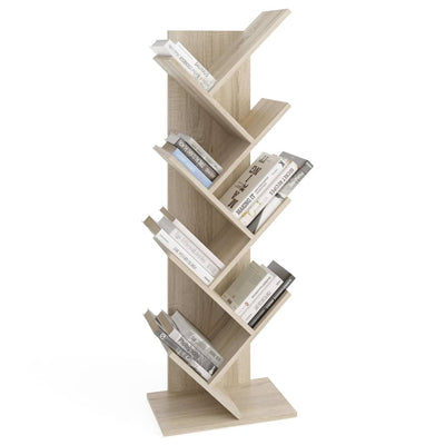 FMD Standing Geometric Bookshelf Oak