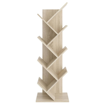 FMD Standing Geometric Bookshelf Oak