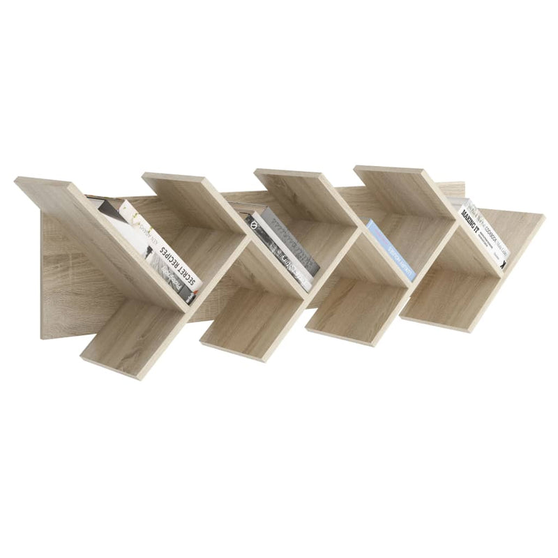 FMD Hanging Geometric Bookshelf Oak