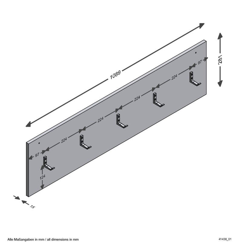 FMD Wall-mounted Coat Rack 108.9x1.5x28.1 cm Artisan Oak