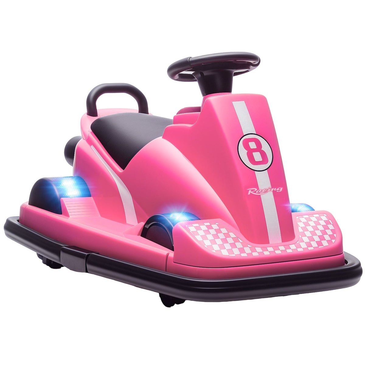 AIYAPLAY Kids Bumper Car, 360 degrees Rotation Spin Electric Waltzer Car with LED Lights, Music for Ages 3-8 Years Old, Pink