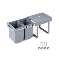 40L Built-in Pull Out Trash Can Under Cabinet Under Sink-Grey