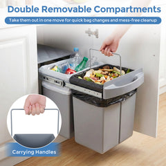 40L Built-in Pull Out Trash Can Under Cabinet Under Sink-Grey