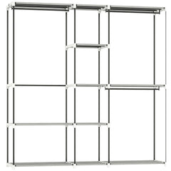 HOMCOM Portable Wardrobe, Open Clothes Wardrobe with 8 Shelves, 3 Hanging Rails, Light Grey