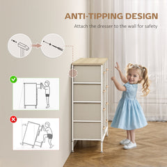 HOMCOM Fabric Chest of Drawers, Industrial Bedroom Dresser with 8 Fabric Drawers, Steel Frame and Wooden Top for Nursery, Living Room, Hallway, Maple Wood-effect