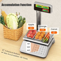 40kg Price Computing Scale with Pole Dual LCD Display and Counting Function