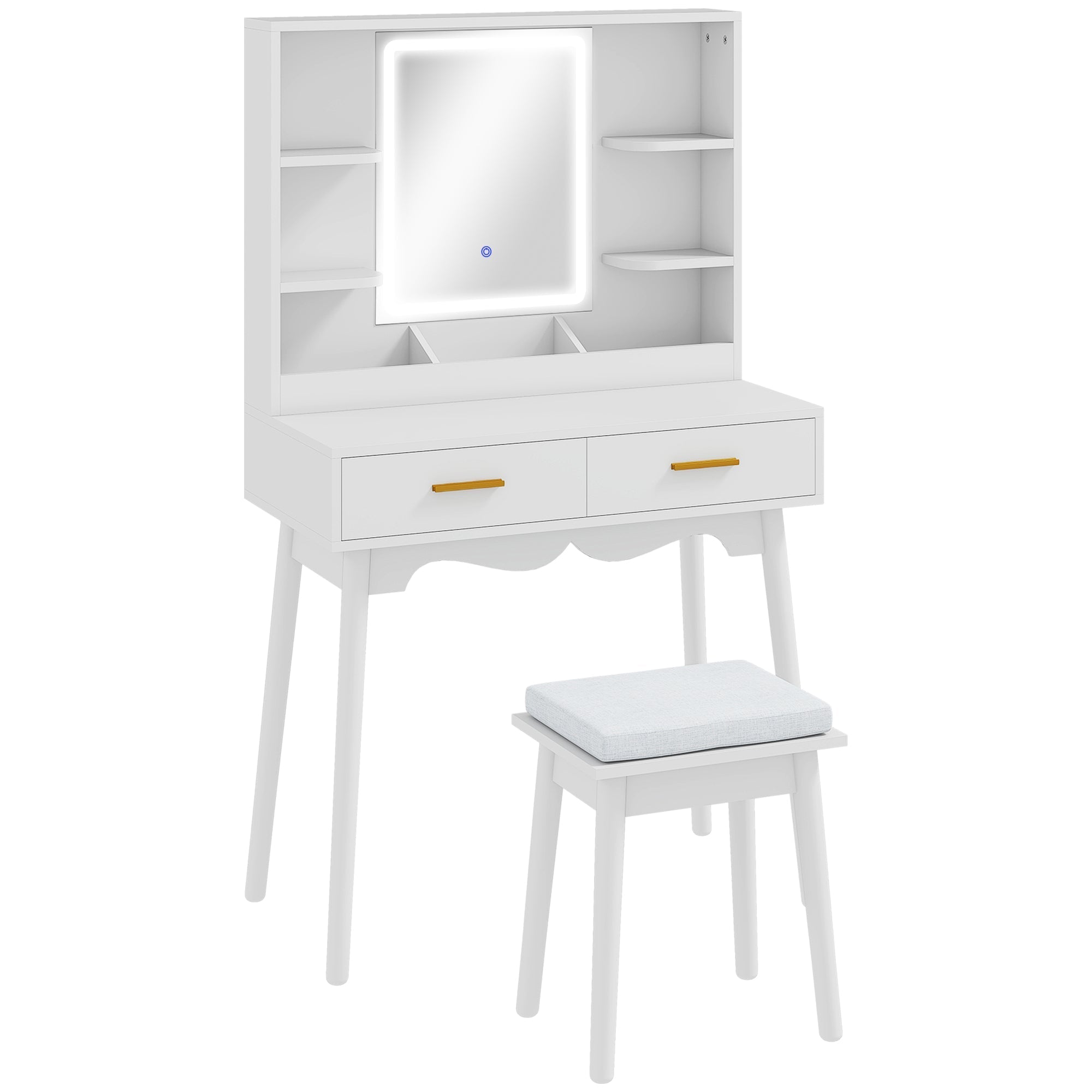 HOMCOM Elegant Dressing Table, with LED Mirror - White
