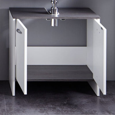 Trendteam Sink Vanity Unit with 2 Doors SanDiego White and Smokey Silver