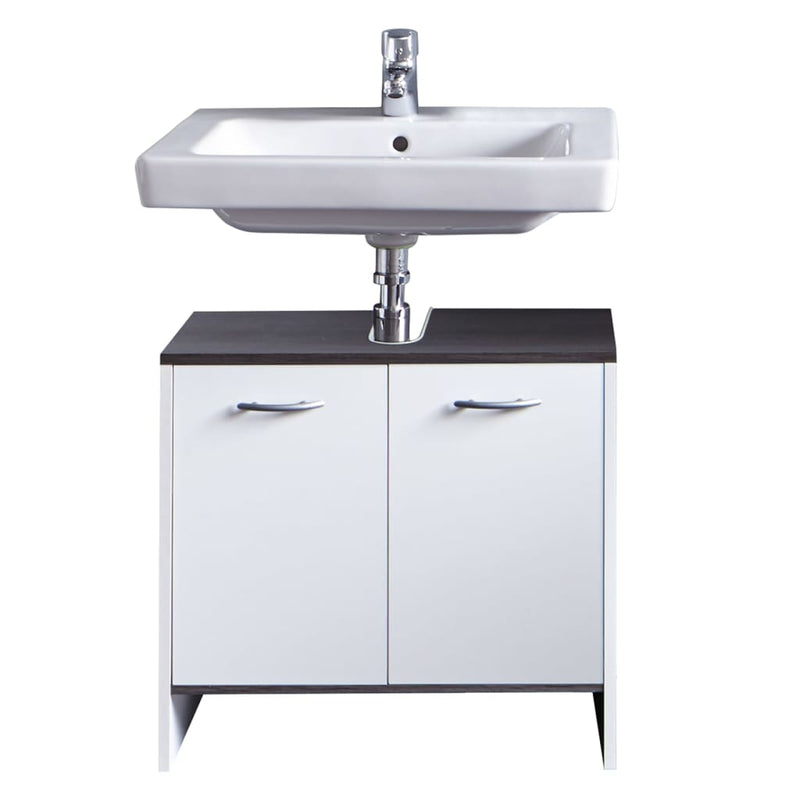 Trendteam Sink Vanity Unit with 2 Doors SanDiego White and Smokey Silver