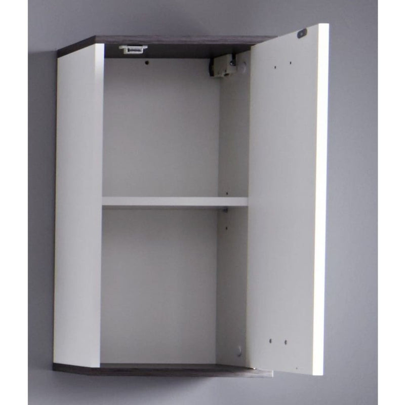 Trendteam Storage Wall Cabinet SanDiego White and Smokey Silver