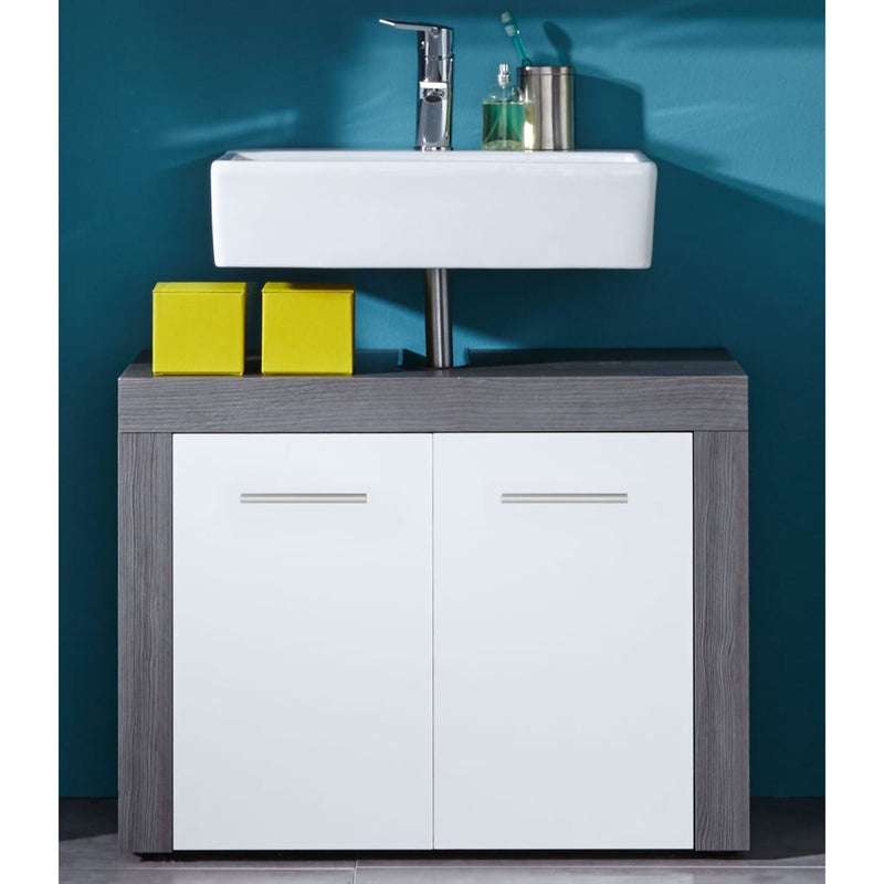 Trendteam Under Sink Cabinet Miami Smokey Silver and White