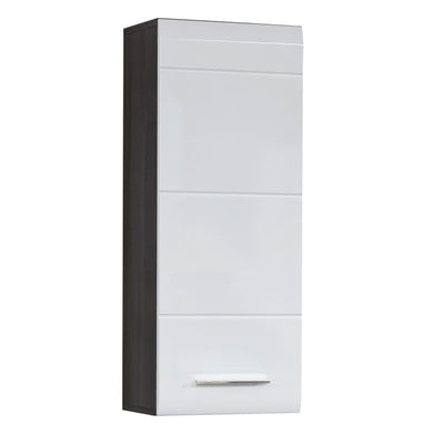 Trendteam Storage Wall Cabinet Line White and Smokey Silver